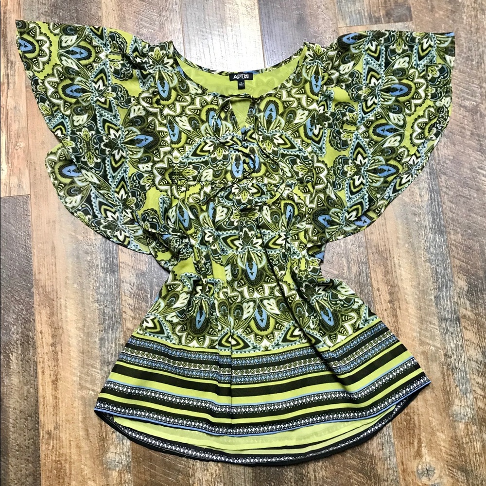 Apt 9 flowing top women small batwing sleeve green